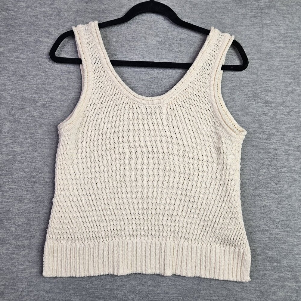 Madewell Women's White Textured Knit Sweater Tank top Size S